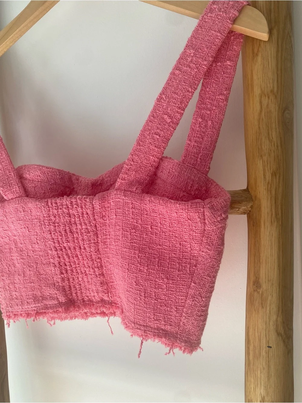 Zara Barbie Pink Textured Bustier Cropped Tank Top Size Small